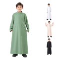 thumbnail image 1 of Arabic Thobe Muslim Kaftan Robe, Long Sleeve Embroidered National Costume Set for Teenage Boys, 1 of 9