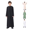 thumbnail image 1 of Arabic Thobe Muslim Kaftan Robe, Long Sleeve Embroidered National Costume Set for Teenage Boys, 1 of 9