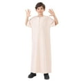 thumbnail image 1 of Arabic Thobe for Teenagers, Long-Sleeved Robe with Embroidered Decor, Traditional National Apparel, for Festivals and Daily Wear, 1 of 6