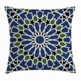 thumbnail image 1 of Arabic Throw Pillow Cushion Cover, Mandala Inspired Arabesque Floral Figure Oriental Antique Decor, Decorative Square Accent Pillow Case, 18 X 18 Inches, Dark Blue Olive Green Black, by Ambesonne, 1 of 2