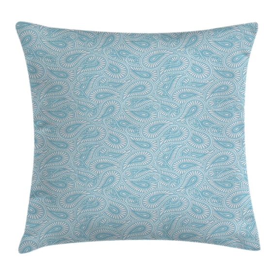 Arabic Throw Pillow Cushion Cover, Paisley Pattern Ethnic Traditional Henna Style with Swirled Arabesque Leaves, Decorative Square Accent Pillow Case, 20 X 20 Inches, Light Blue Coconut, by Ambesonne