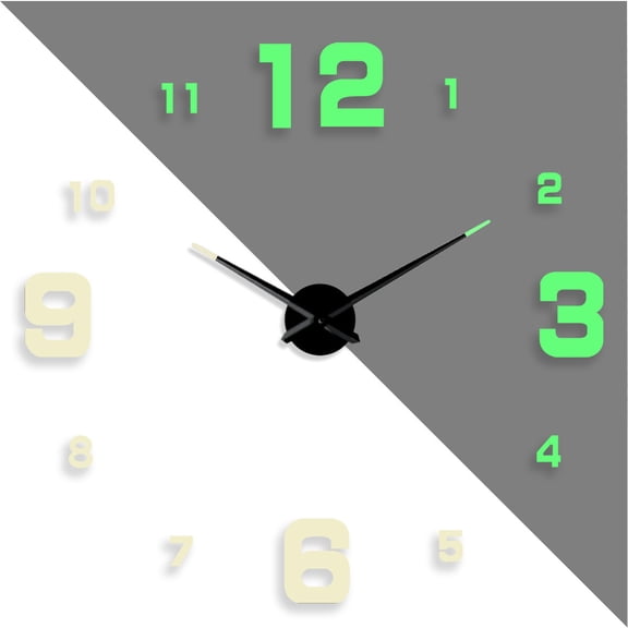 Arabic numerals 3 Minimalism DIY Different Luminous Frameless Wall Clock Home Decor Modern Design Gift - 27 inch
