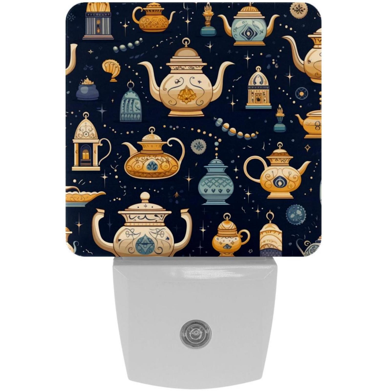 Arabic teapot LED Square Night Lights Energy Efficient Plugin Wall Lamp with Auto Sensor