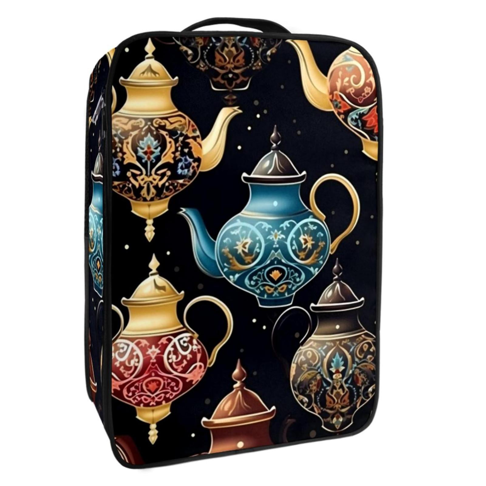 Arabic teapot Polyester Shoe Boxes Storage Organizer Containers, 23x31cm/9x12in, Set of 3, Shoe