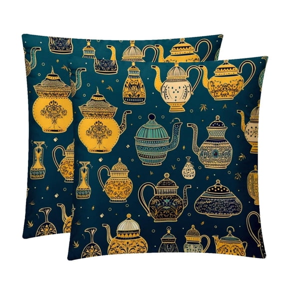 Arabic teapot Set with Unique CoversPatterns - 2 Pack Decorative Pillows for Bed - Includes Pillow Inserts - Available in 16x16, 18x18, 20x20 Inches for Any Occasion
