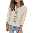 thumbnail image 1 of Arach&Cloz Women’s Bow Sweaters Fall Color Block Casual Cardigan Sweaters 2025, 1 of 7