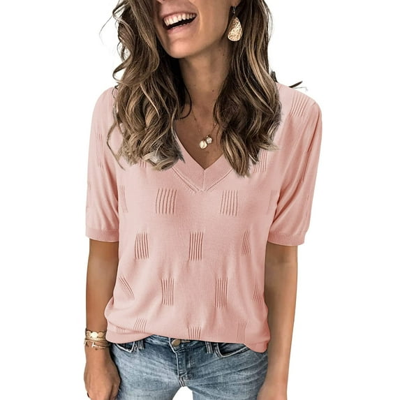 Arach&Cloz Women's Lightweight Summer Tops Casual Short Sleeve Blouses Shirts