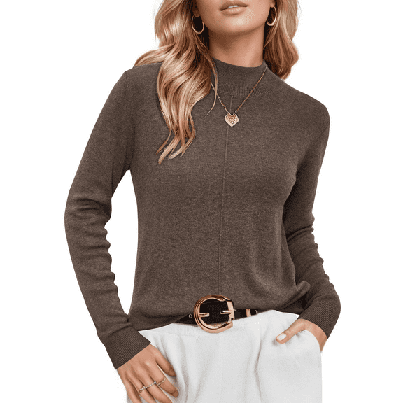 Arach&Cloz Women's Wool Blend Fall Sweaters Mock Neck Business Casual Outfits