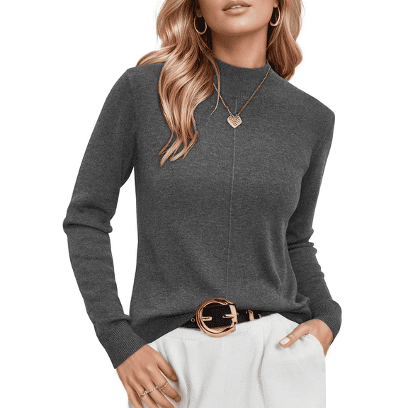Arach&Cloz Women's Wool Blend Fall Sweaters Mock Neck Business Casual Outfits