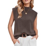 Arach&Cloz Womens Wool Blend Mock Neck Sweaters Vest Business Casual Trendy Tops Fall Outfits 2025
