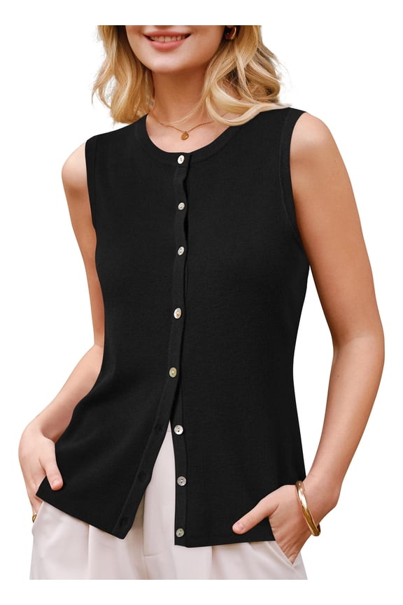 Women's Wool Blend Non See Through Button Down Business Casual Tank Tops 2026