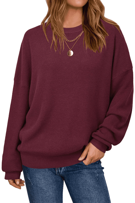Women's Wool Blend Oversized Sweaters Crewneck Casual Fall Outfits Fashion Tops