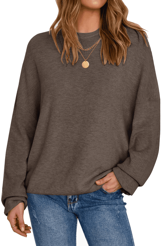 Women's Wool Blend Oversized Sweaters Crewneck Casual Fall Outfits Fashion Tops