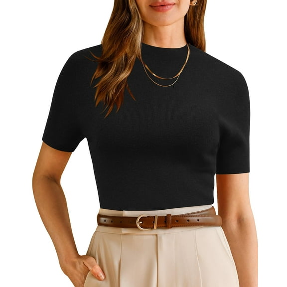 Arach&Cloz Women's Wool Blend Summer Fall Seamless Resistant Tops Opaque Shirts