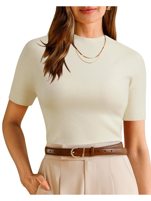 Arach&Cloz Women's Wool Blend Summer Fall Seamless Resistant Tops Opaque Shirts