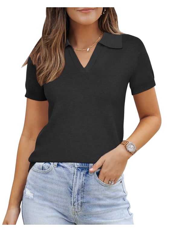Women's Wool Blend Summer Fall Tops Business Casual Polo Shirts 2025
