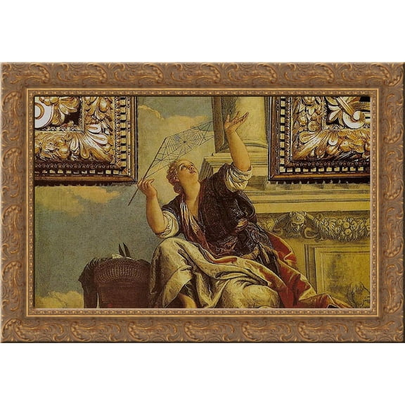 Arachne(Dialects) 24x18 Gold Ornate Wood Framed Canvas Art by Paolo Veronese
