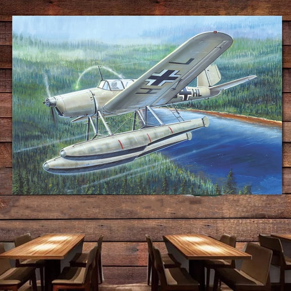 Arado Ar 199 Seaplane Fighter Jet Poster Wall Hanging Flag Aviation Canvas Wall Art Decor Banner Air Force Picture Artwork Military Plane Decor for Men Boys Room 38" x 57"