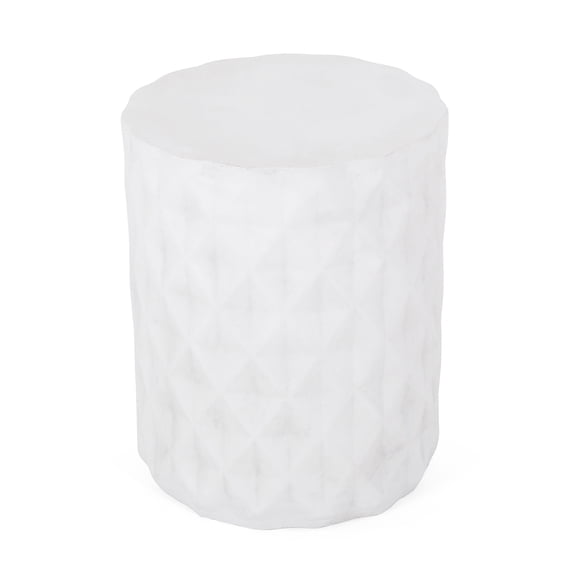 Aragon Lightweight Concrete Outdoor Side Table, Antique White