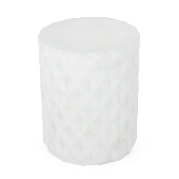 Aragon Lightweight Concrete Outdoor Side Table, Antique White