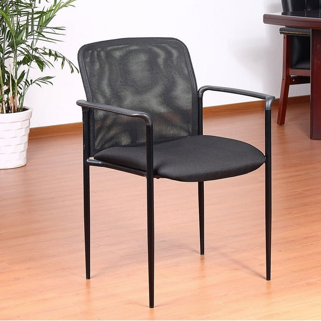 Aragon Black Mesh and Steel Stackable Guest Chair