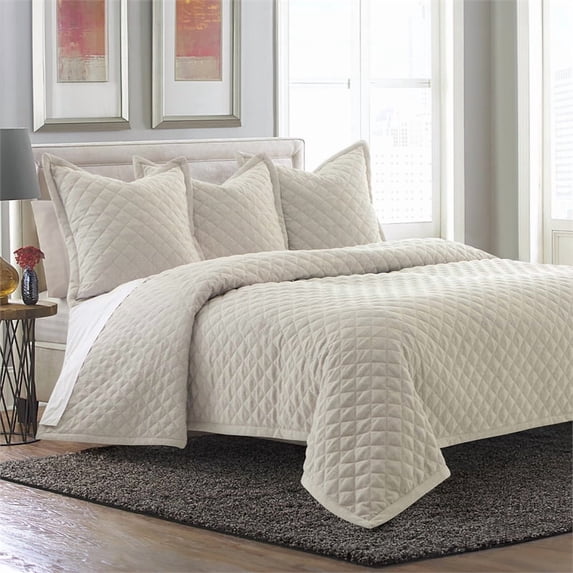 Aragoza 4-Piece King Quilt Set - Cream