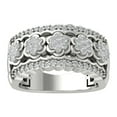 thumbnail image 1 of Araiya 10K White Gold Cluster Diamond Half Eternity Flower Band Ring (5/8 cttw, I-J Color, I2-I3 Clarity), Size 10, 1 of 1