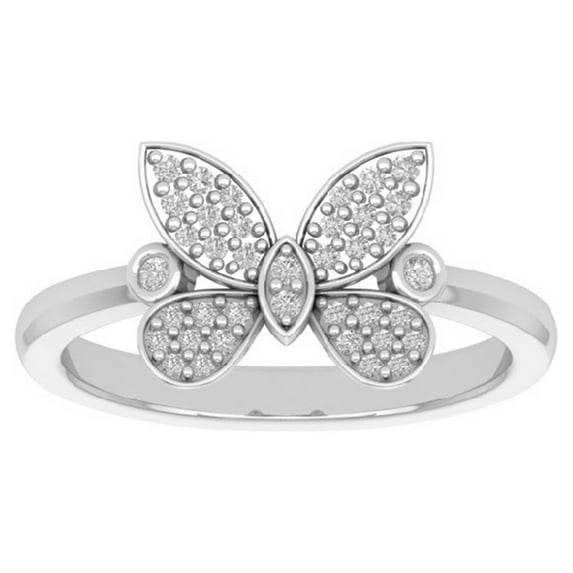 Araiya 10K White Gold Diamond Butterfly Ring (1/4 cttw, I-J Color, I2-I3 Clarity), Size 5.5