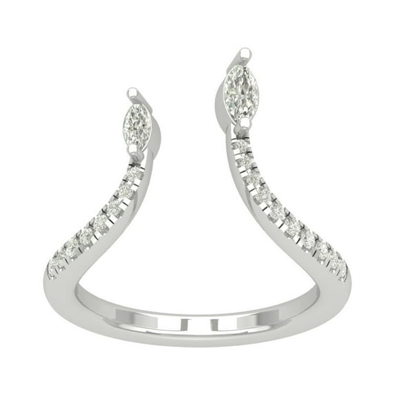 Araiya 10K White Gold Diamond Bypass Band Ring for Women (1/3 cttw, I-J Color, I2-I3 Clarity), Size 9