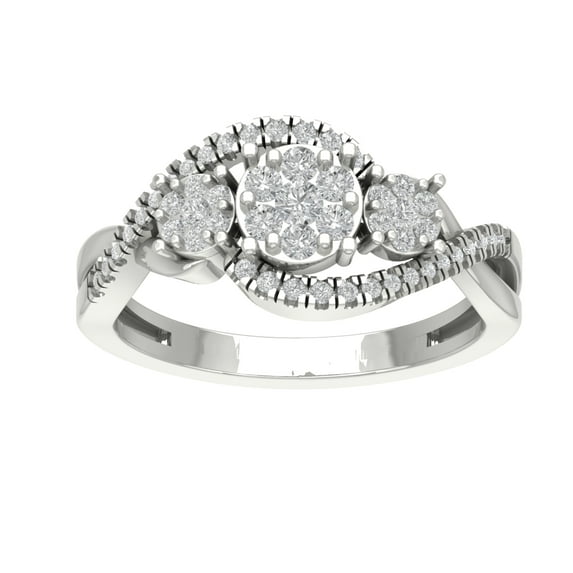 Araiya 10K White Gold Diamond Cluster Band Ring (1/2 cttw, I-J Color, I2-I3 Clarity), Size 5.5