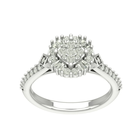 Araiya 10K White Gold Diamond Cluster Halo Ring (3/4 cttw, I-J Color, I2-I3 Clarity), Size 8