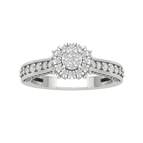 Araiya 10K White Gold Diamond Cluster Halo Ring (7/8 cttw, I-J Color, I2-I3 Clarity), Size 7.5