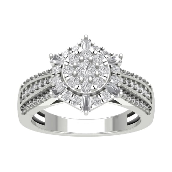 Araiya 10K White Gold Diamond Cluster Ring (1 cttw, I-J Color, I2-I3 Clarity), Size 6