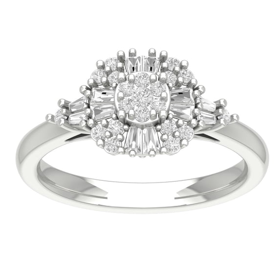 Araiya 10K White Gold Diamond Cluster Ring (5/8 cttw, I-J Color, I2-I3 Clarity), Size 9.5