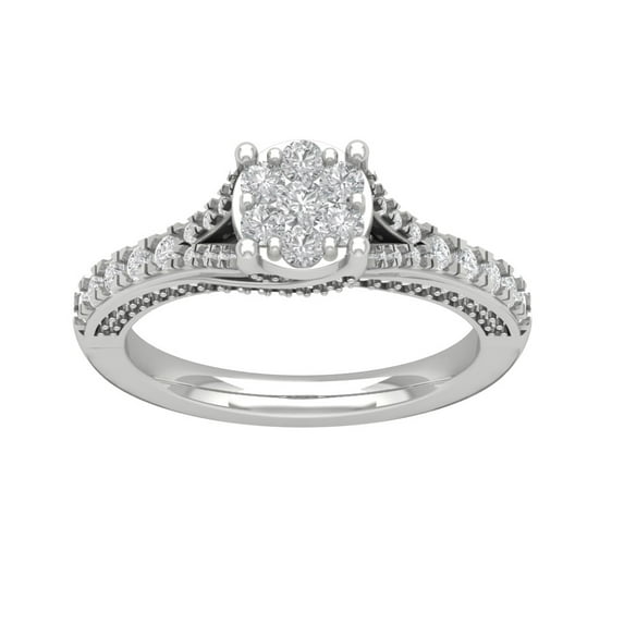 Araiya 10K White Gold Diamond Cluster Ring (7/8 cttw, I-J Color, I2-I3 Clarity), Size 6