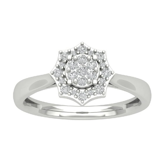 Araiya 10K White Gold Diamond Cluster Ring for Women (1/3 cttw, I-J Color, I2-I3 Clarity), Size 8