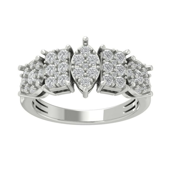 Araiya 10K White Gold Diamond Cluster Ring for Women (1 cttw, I-J Color, I2-I3 Clarity), Size 9