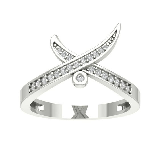 Araiya 10K White Gold Diamond Criss Cross Band Ring (1/6 cttw, I-J Color, I2-I3 Clarity), Size 8