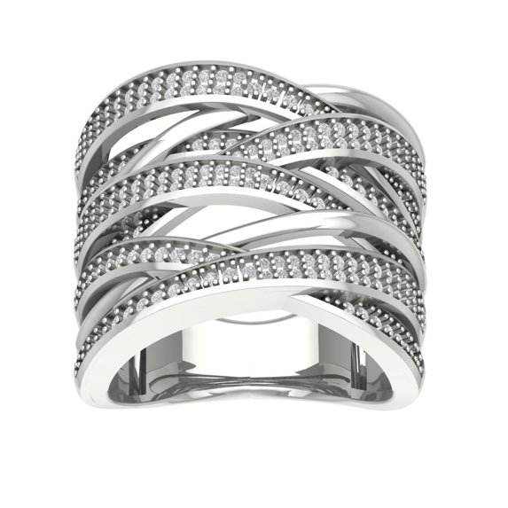 Araiya 10K White Gold Diamond Criss Cross Band Ring (3/4 cttw, I-J Color, I2-I3 Clarity), Size 8.5