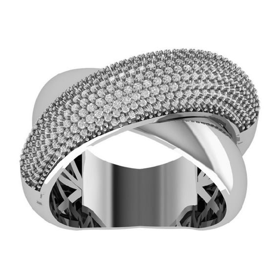 Araiya 10K White Gold Diamond Criss Cross Band Ring for Women (1 cttw, I-J Color, I2-I3 Clarity), Size 9.5