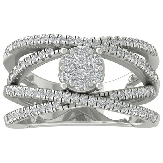 Araiya 10K White Gold Diamond Criss Cross Ring (3/4 cttw, I-J Color, I2-I3 Clarity), Size 10