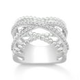 thumbnail image 1 of Araiya 10K White Gold Diamond Criss Crossing Layered Band Ring for Women (1/2 cttw, I-J Color, I2-I3 Clarity), Size 6, 1 of 1
