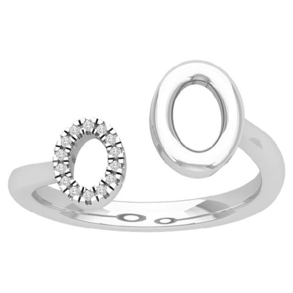 Araiya 10K White Gold Diamond Double Oval Space Ring (1/20 cttw, I-J Color, I2-I3 Clarity), Size 8