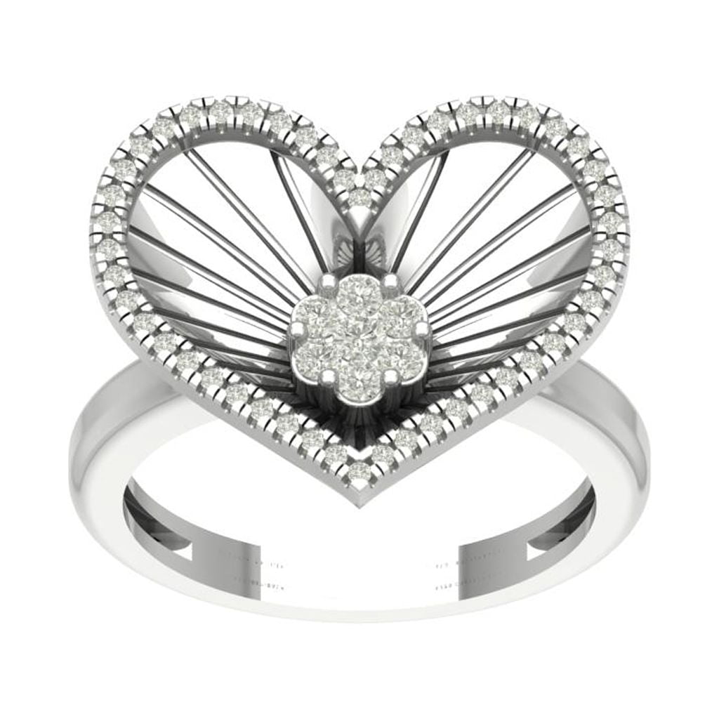 Buy Round Diamond Accents Triple Heart With Side Plain Hearts Illusion Ring For Ladies Sterling Silver