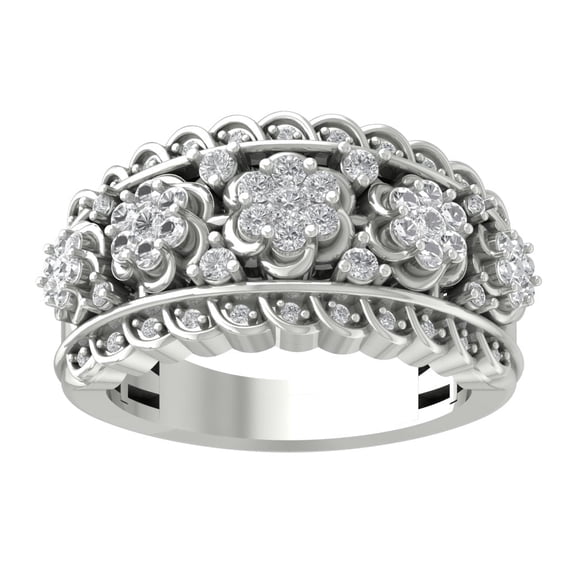 Araiya 10K White Gold Diamond Half Eternity Band Ring (5/8 cttw, I-J Color, I2-I3 Clarity), Size 7.5