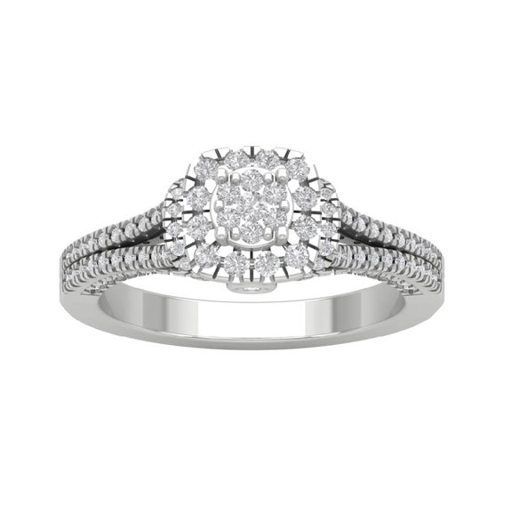 Araiya 10K White Gold Diamond Halo Ring (3/4 cttw, I-J Color, I2-I3 Clarity), Size 8.5