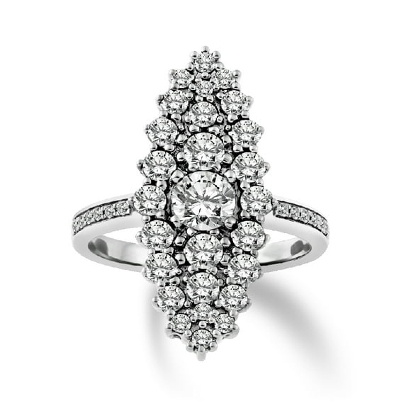 Araiya 10K White Gold Diamond Halo Ring for Women (2 cttw, I-J Color, I2-I3 Clarity), Size 9