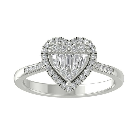 Araiya 10K White Gold Diamond Heart Ring for Women (1/2 cttw, I-J Color, I2-I3 Clarity), Size 10
