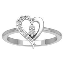 Araiya 10K White Gold Diamond Heart Shape Ring (1/10 cttw, I-J Color, I2-I3 Clarity), Size 7