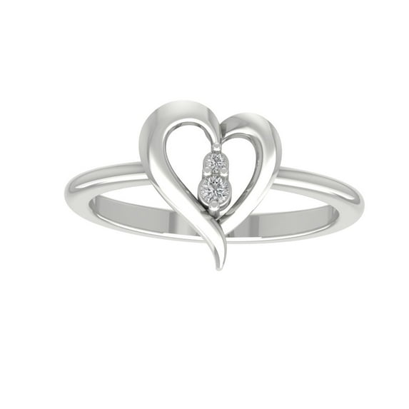 Araiya 10K White Gold Diamond Heart Shape Ring (1/20 cttw, I-J Color, I2-I3 Clarity), Size 9
